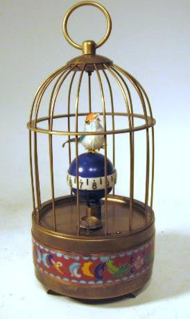 Picture of Animated Alarm Cloisonne Bird Cage Clock